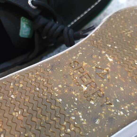 SPERRY Men's Bahama II Seacycled Boat Shoes Canvas Black Green Non-Mark Soles✨️9 - Picture 8 of 12